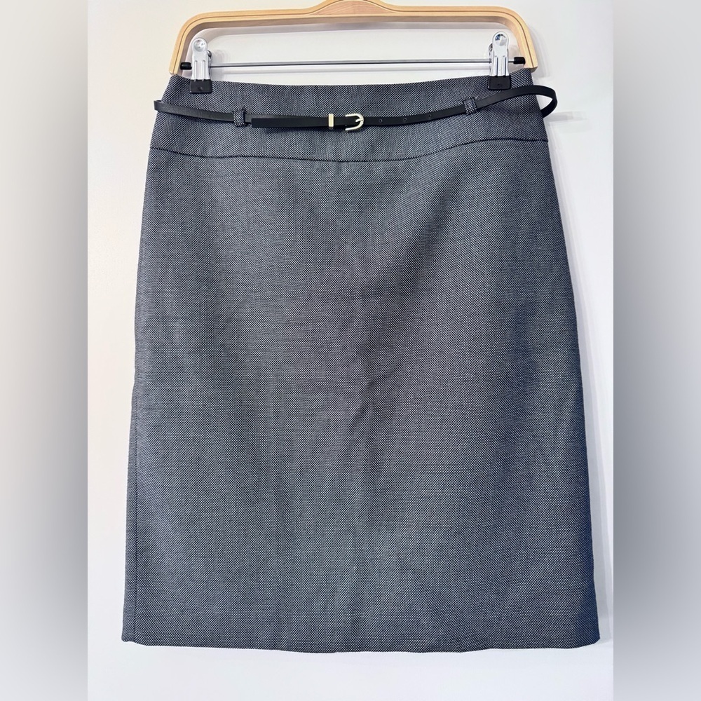 Liz Claiborne Career Collection Gray Micro Check Lined Pencil Skirt Sz 4